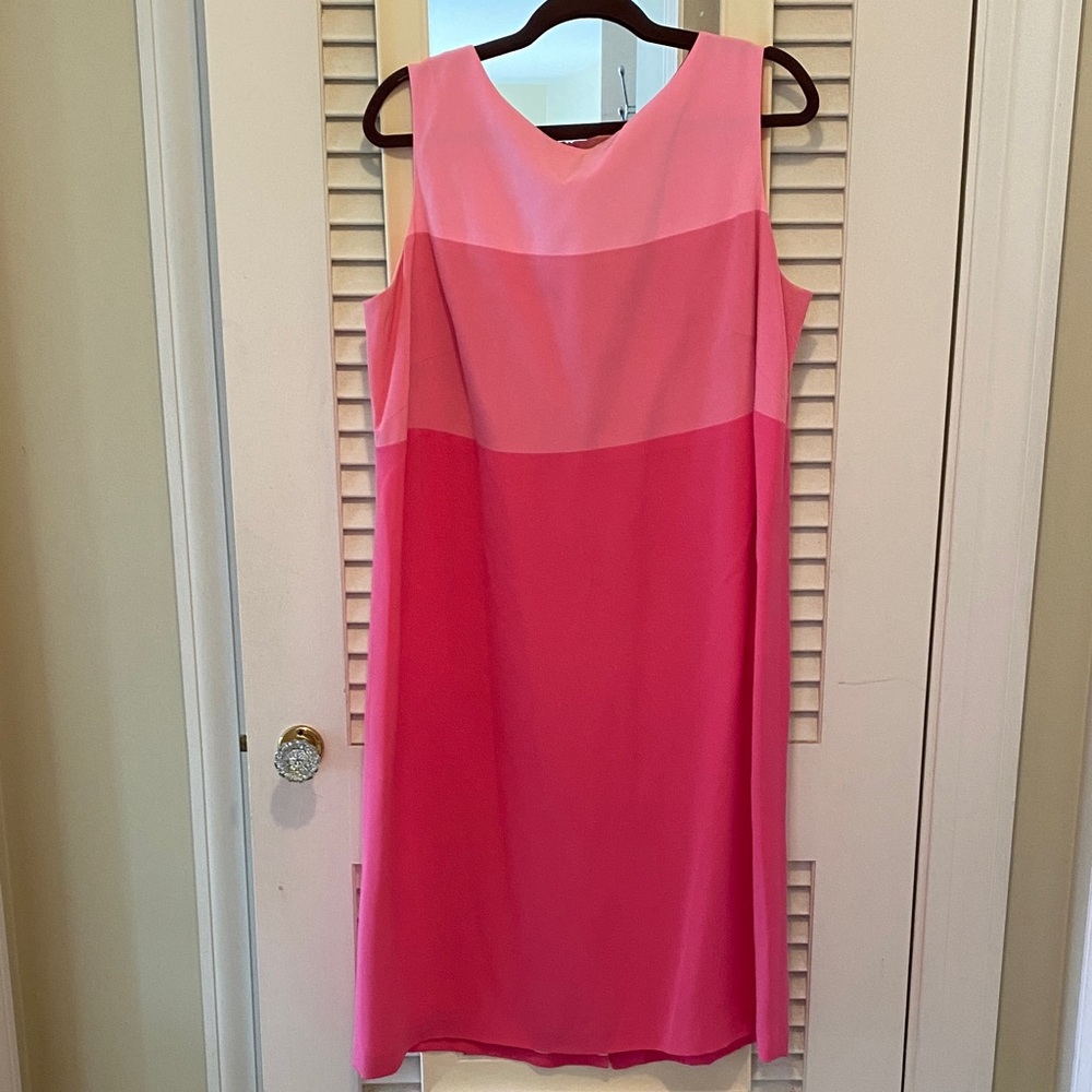 Talbots Pink Colorblock Midi Dress